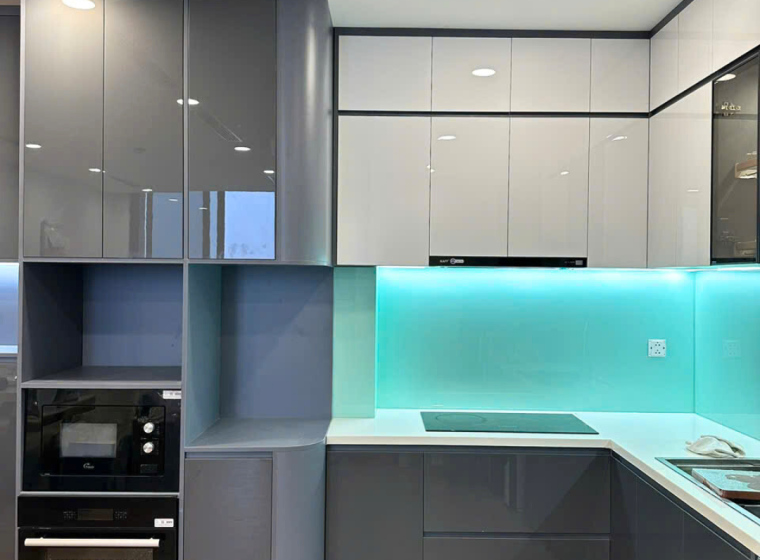 Tủ bếp nhựa Pima cánh phủ Acrylic AC002