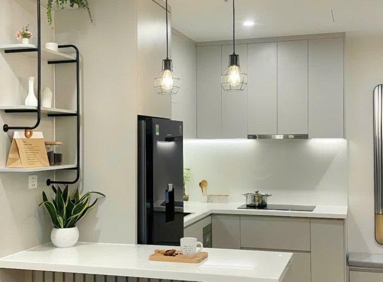 Tủ bếp gỗ MDF phủ Melamine TP010