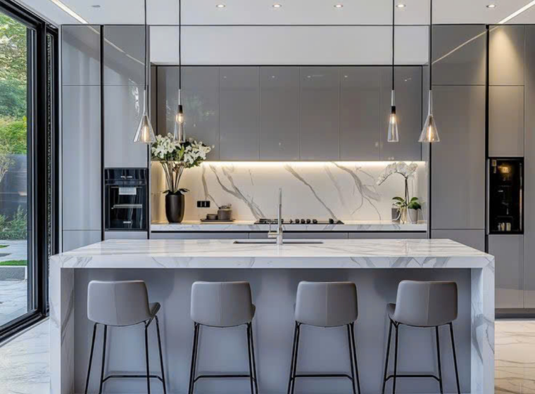 Tủ bếp nhựa PVC cánh Acrylic PA06