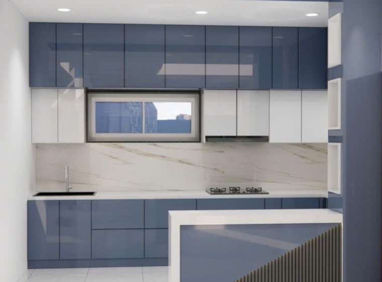 Tủ bếp nhựa PVC cánh Acrylic PA07