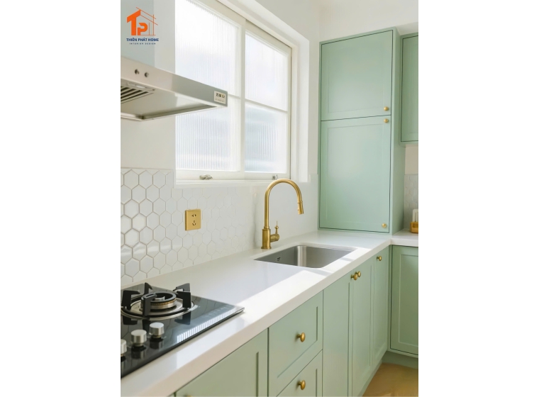 Tủ bếp gỗ MDF phủ Melamine TP06