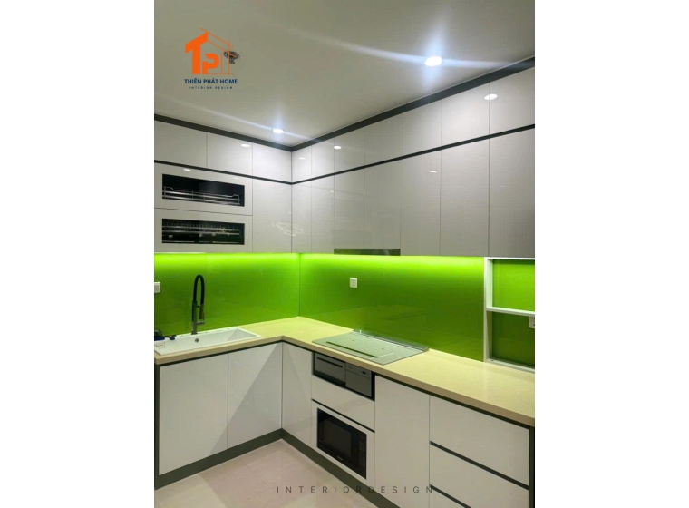 Tủ bếp nhựa chữ L hiện đại AC003