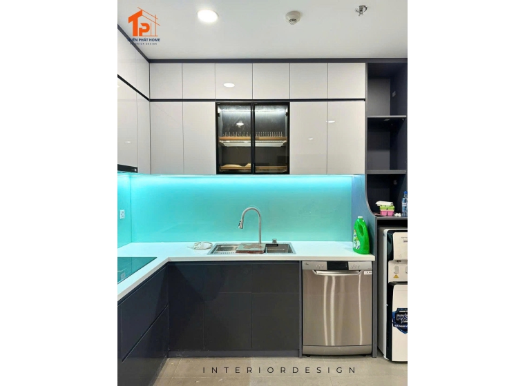 Tủ bếp nhựa Pima cánh phủ Acrylic AC002
