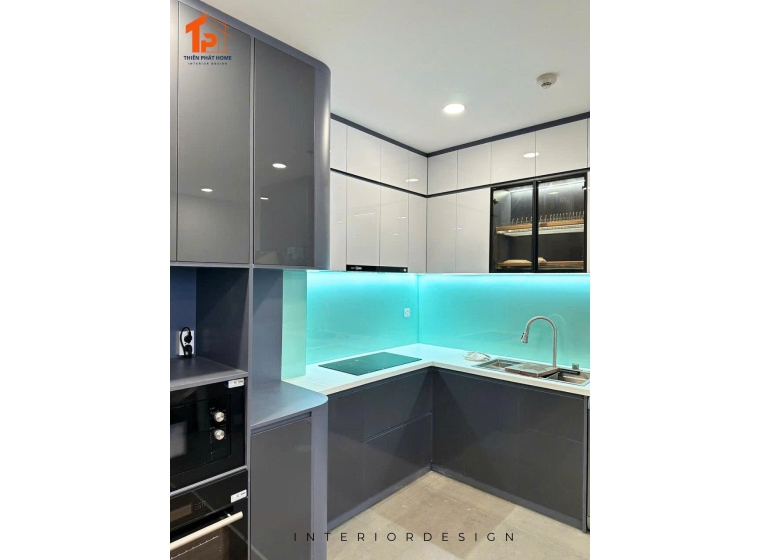 Tủ bếp nhựa Pima cánh phủ Acrylic AC002